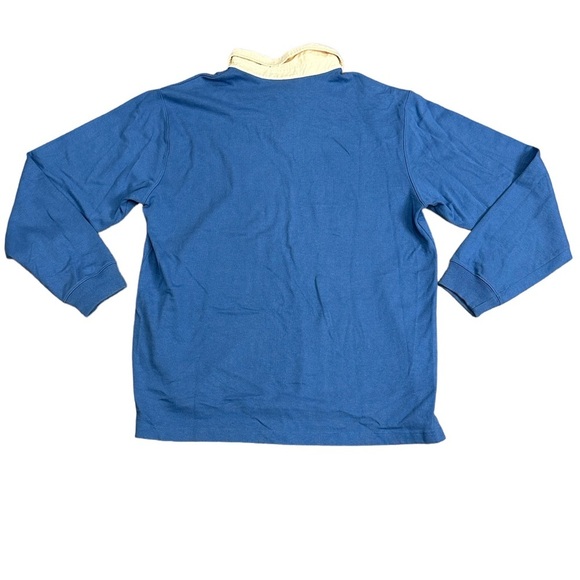 Men's L.L. Bean Large 42 - 44 Woven Henley Polo Shirt Blue Long Sleeve Pullover - Picture 4 of 9